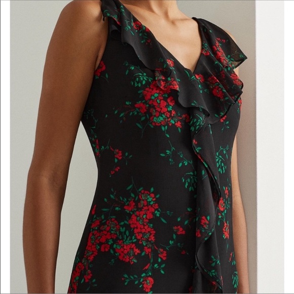 NWT RALPH LAUREN tiered ruffled holiday floral maxi dress size 0 - Picture 5 of 11
